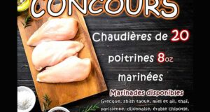 Une chaudière de poitrines de poulet marinées de 120 $ à gagner