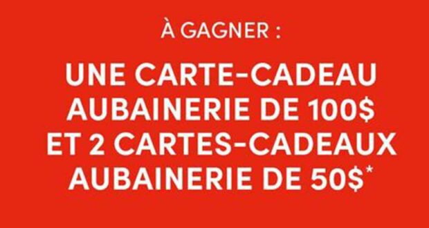 Gagnez 3 cartes-cadeaux Aubainerie Entrepot