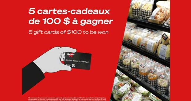 Gagnez 5 cartes-cadeaux Harnois de 100 $ chacune