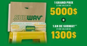 Gagnez 5000 $ en argent et un an de Subway