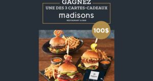 Gagnez 3 cartes-cadeaux Madisons Restaurant & Bar de 100 $