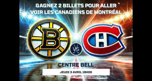 Gagnez 2 billets pour aller voir les Canadiens de Montréal