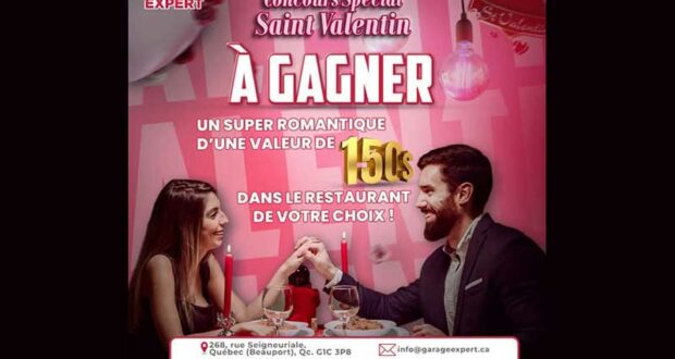 Gagnez Un souper romantique d’une valeur de 150$