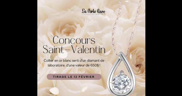 Gagnez un somptueux collier en or blanc orné d’un diamant (650 $)